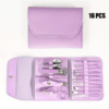 حقيبة طقم مانيكير وباديكير 16 قطعة للعناية الشاملة في الاظافر - لون بنفسجي