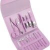 حقيبة طقم مانيكير وباديكير 16 قطعة للعناية الشاملة في الاظافر - لون بنفسجي