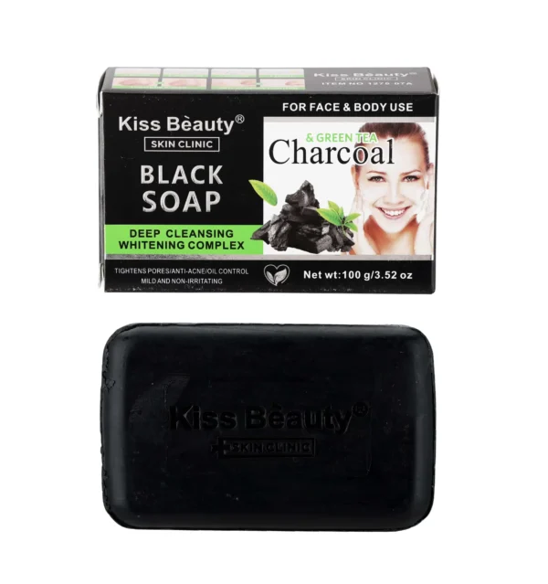 صابون الفحم من Kiss Beauty – تنظيف عميق، إزالة الرؤوس السوداء والشوائب