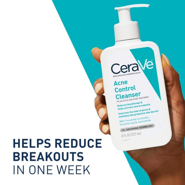 ⁦غسول CeraVe Acne Control Cleanser, 2% Salicylic حجم 236 مل⁩ - الصورة ⁦2⁩