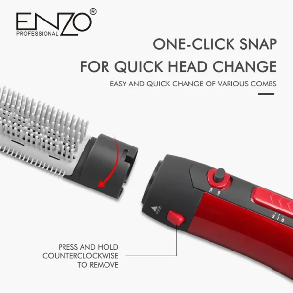 ⁦فرشاة حرارية جهاز 3 في 1 تجفيف، تمليس وتصفيف الشعر One Step Hot Air ماركة ENZO⁩ - الصورة ⁦3⁩