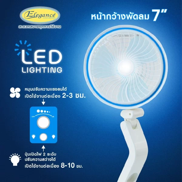 ⁦مروحة قابلة للطي متعددة الاستخدامات – مع إضاءة LED وشحن USB⁩ - الصورة ⁦7⁩