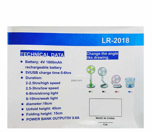 ⁦مروحة قابلة للطي متعددة الاستخدامات – مع إضاءة LED وشحن USB⁩ - الصورة ⁦6⁩
