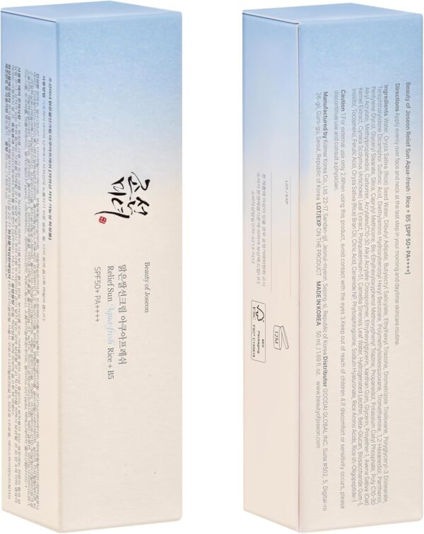 ⁦واقي شمس Beauty of Joseon Relief Sun Aqua-Fresh Rice+B5 - منتجات كورية⁩ - الصورة ⁦9⁩