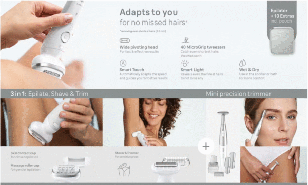 ⁦ماكينة Braun Silk-épil 9 Epilator with Bikini Trimmer⁩ - الصورة ⁦2⁩
