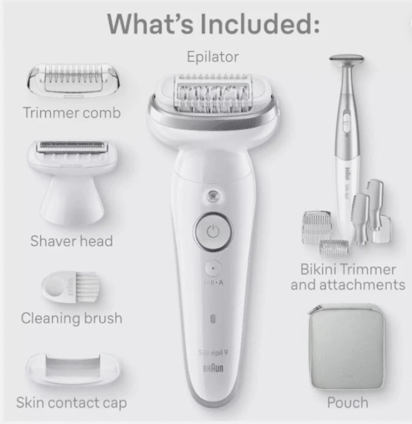 ⁦ماكينة Braun Silk-épil 9 Epilator with Bikini Trimmer⁩ - الصورة ⁦3⁩