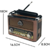 راديو خشبي محمول – 3 نطاقات FMAMSW + بلوتوث + USBTF وكشاف LED (4) راديو كلاسيك محمول + كشاف LED شحن و كهرباء