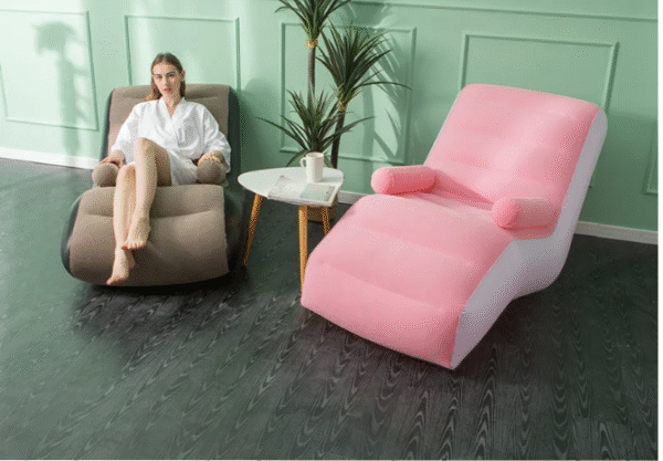 كنبة هوائية قابلة للنفخ Single Size + مسند ظهر مريح وشكل S