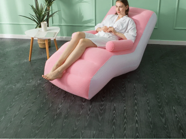 كنبة هوائية قابلة للنفخ Single Size + مسند ظهر مريح وشكل S