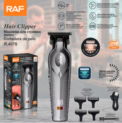 ماكينة حلاقة الشعر والحية RAF بشفرات مقاومة للحرارة وشحن USB (1) ماكينة حلاقة الشعر زيرو و اللحية شحن RAF