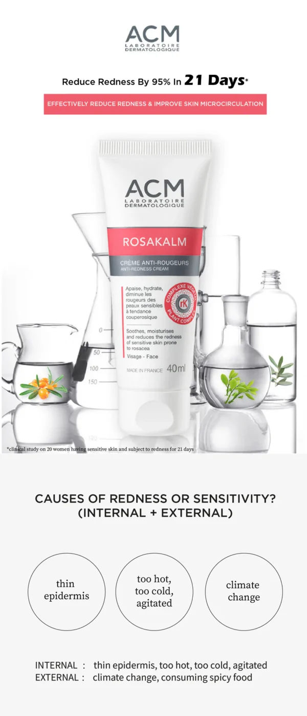 ⁦كريم ACM Rosakalm - Rougeurs Anti-redness لعلاج احمرار البشرة الحساسة⁩ - الصورة ⁦6⁩