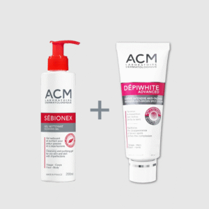 بكج ACM تنظيف + تفتيح البقع وتبيض Sébionex Cleansing Gel+ Dépiwhite Advanced Cream