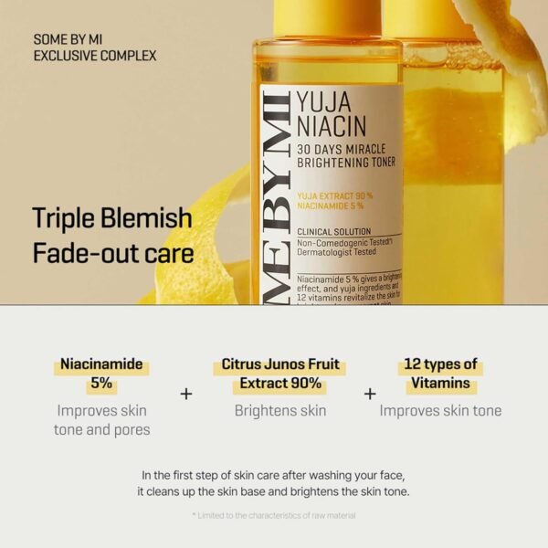 ⁦تونر تفتيح وتوحيد لون Some By Mi Yuja Niacin 30 Days Miracle Brightening Toner - منتجات كورية⁩ - الصورة ⁦9⁩