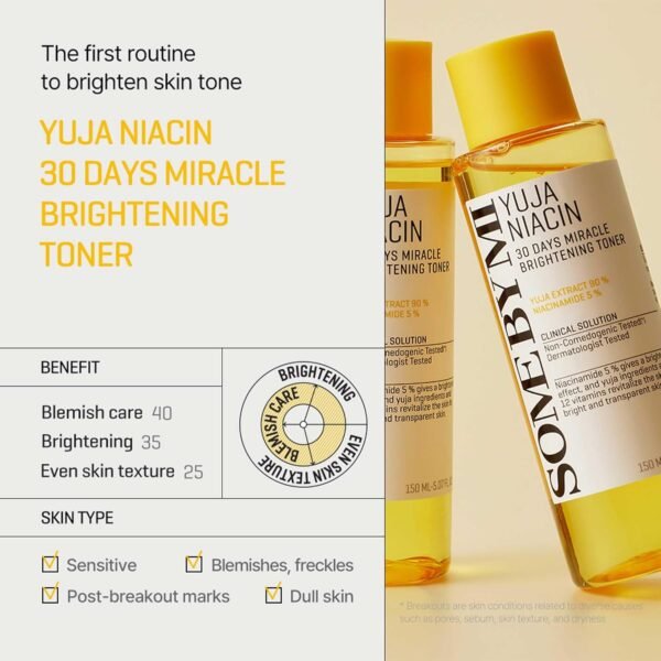 ⁦تونر تفتيح وتوحيد لون Some By Mi Yuja Niacin 30 Days Miracle Brightening Toner - منتجات كورية⁩ - الصورة ⁦12⁩