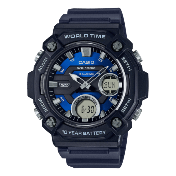 ساعة Casio World Time للرجال مناسبة للسباحة والغطس