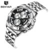 ساعة رجالية Benyar ستانلس ستيل عقارب + تاريخ + كرونوغراف