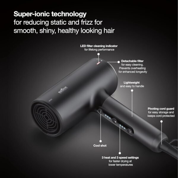 ⁦سشوار الشعر Braun Ionic بقوة 2100 واط 3 سرعات وتقنية الايونات⁩ - الصورة ⁦6⁩