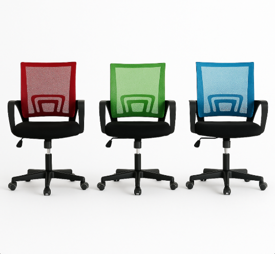 كراسي موظفين بألوان متعددة ظهر شبك – راحة وجودة في بيئة العمل