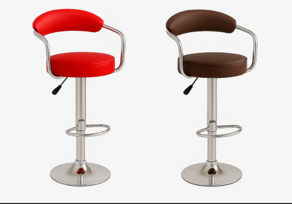 كرسي بار مودرن بقاعدة كروم فاخرة – الراحة والأناقة في تصميم واحد