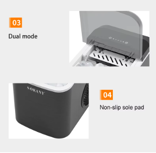 ماكينة صنع الثلج من SOKANY بسعة 1.5 لتر – إنتاج 12 كجم يوميًا