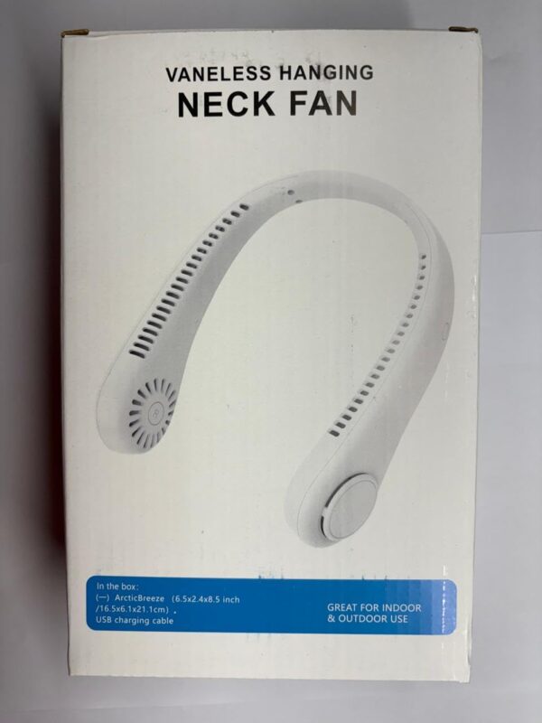 مروحة عنق محمولة بلا شفرات قابلة للشحن USB – تبريد شخصي يدوي 3 سرعات