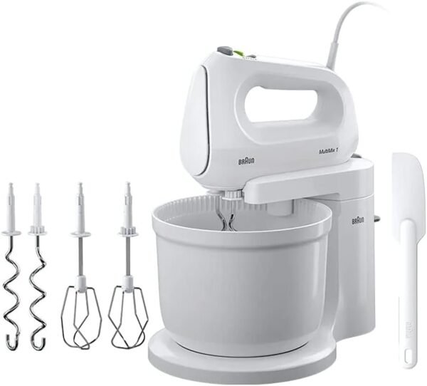 مضرب Braun MultiMix يدوي 2 في 1 بحامل عمودي + وعاء