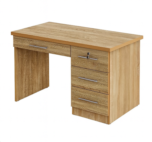 مكتب خشبي مع 4 ادراج و درج علوي مزود بقفل لتأمين الأغراض الخاصة