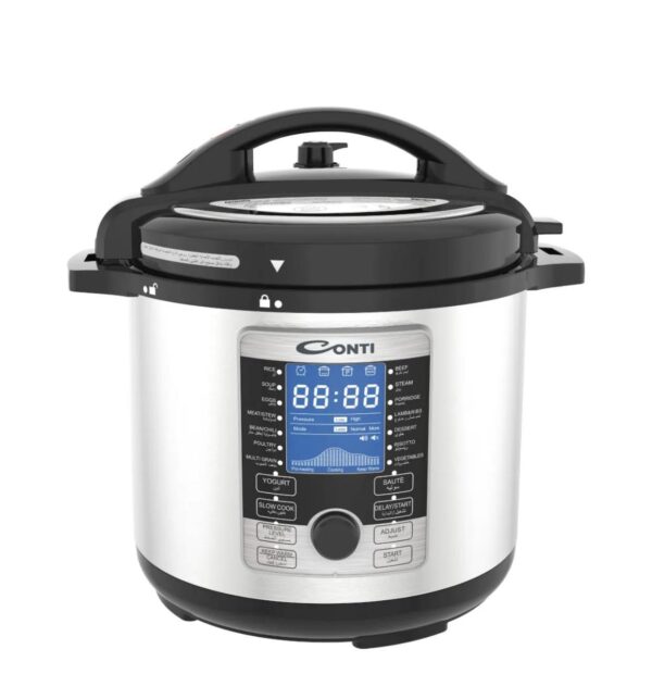 طنجرة ضغط كهربائية CONTI سعة 8 لتر – 15 برنامج طبخ، ستانلس ستيل