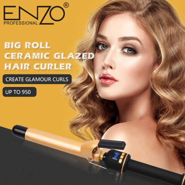 فير الشعر ENZO قطر 25 مم تقنية سيراميك أيونية، شاشة LCD تسخين سريع