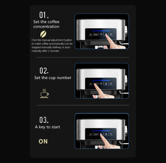 ماكينة القهوة + صانعة رغوة للحليب 15 بار بسعة 1.8 لتر Sonashi
