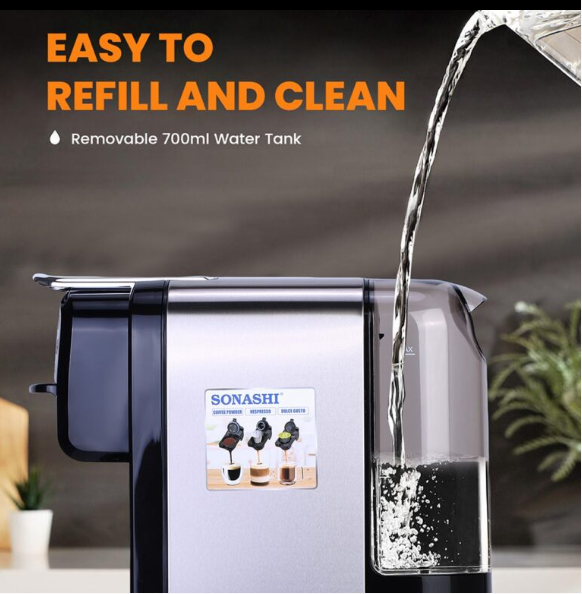 ماكينة Sonashi صنع القهوة كبسولات وبودرة ضغط 20 بار