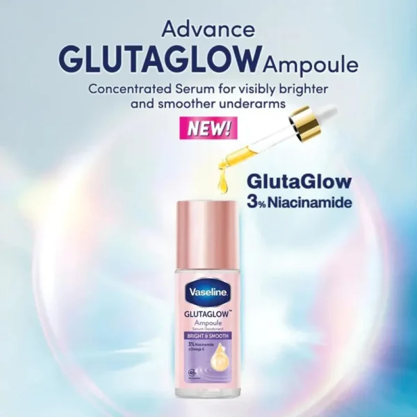 ⁦مزيل عرق + تبيض البقع الداكنة Vaseline GlutaGlow Deodorant - Bright & Smooth⁩ - الصورة ⁦3⁩