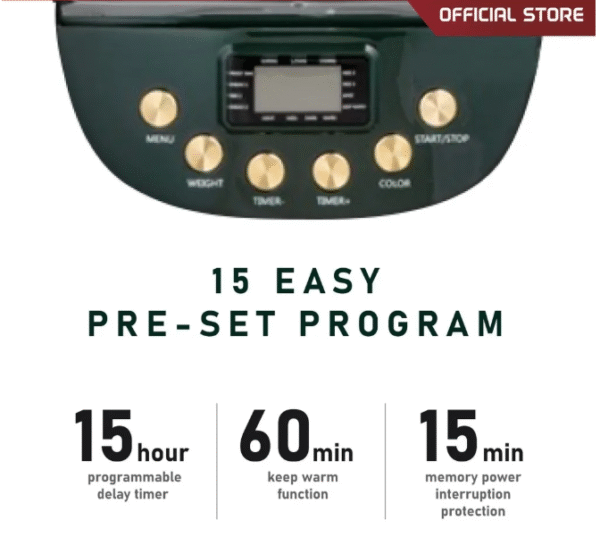 ماكينة صنع الخبز : عجن تخمير وبتخبز الخبز بالكامل 1.5 كجم