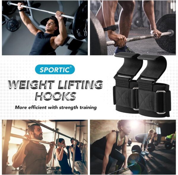 خطّافات رفع الأوزان - ستخدم أثناء تمارين القوة ورفع الحديد لتقليل الضغط على راحة اليدين وتحسين القبضة