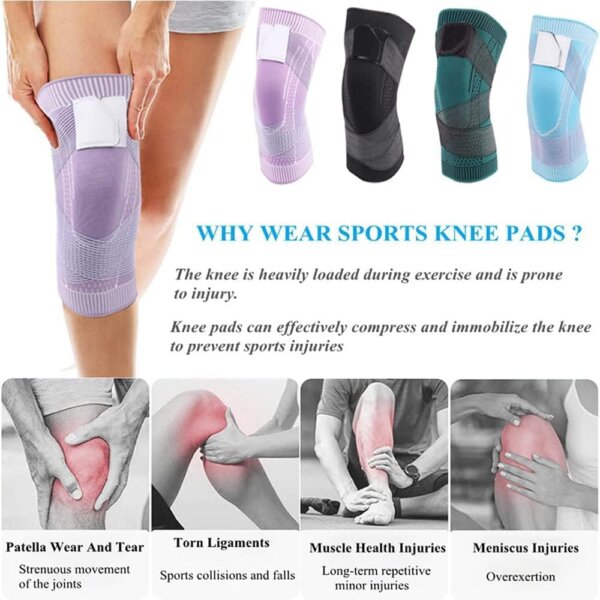 دعامة الركبة ثلاثية الأبعاد المرنة والقابلة للتعديل – دعم المفاصل أثناء الرياضة والعمل