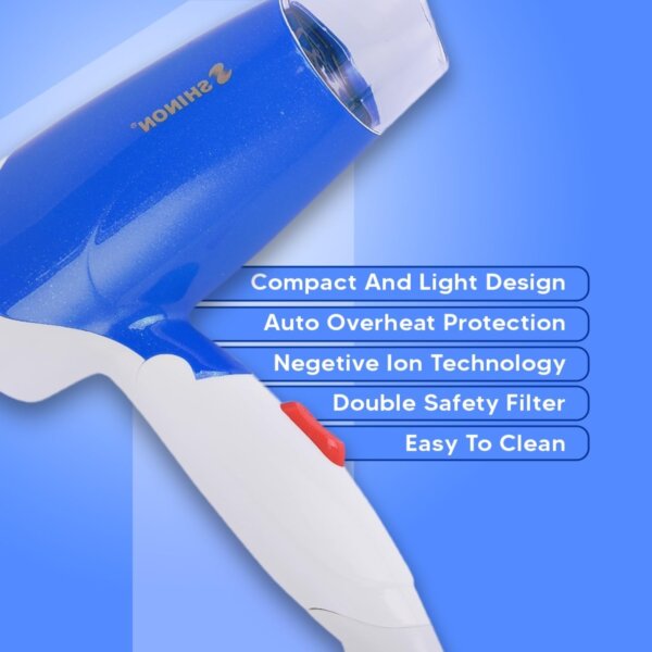 سشوار الشعر Shinon قابل للطي بقوة 1400 واط بخاصية الأيونات مناسب للمنزل والسفر