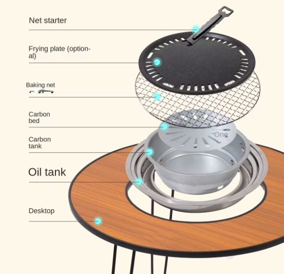 شواية فحم قابلة للطي متعددة الاستخدامات – تصميم أنيق ومحمول