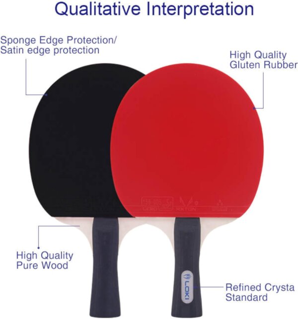 طقم تنس طاولة قابل للحمل مع شبك قابل للتمدد - 4 مضارب - 6 كرات