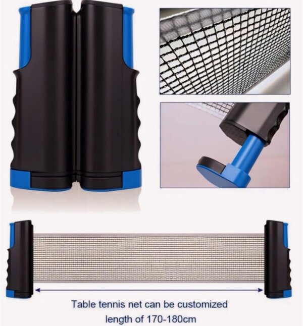 طقم تنس طاولة قابل للحمل مع شبك قابل للتمدد - 4 مضارب - 6 كرات