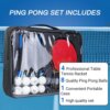 طقم تنس طاولة قابل للحمل مع شبك قابل للتمدد - 4 مضارب - 6 كرات