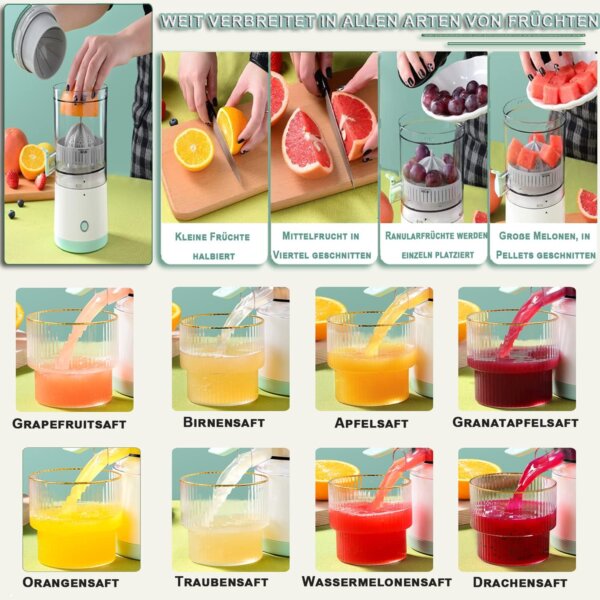 عصارة حمضيات كهربائية محمولة  – شحن USB لإعداد العصير الطازج في ثوانٍ