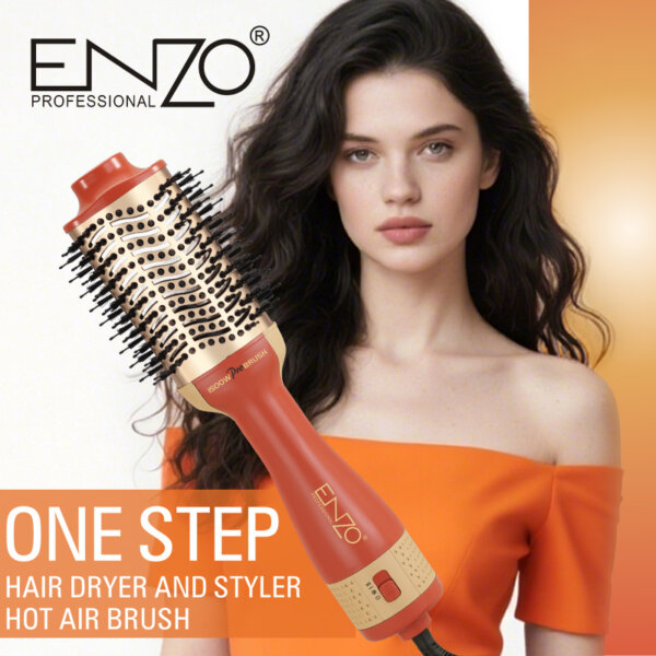 فرشاة ENZO الحرارية 3 في 1 : تجفيف + تصفيف + حجم بقوة 1500 واط