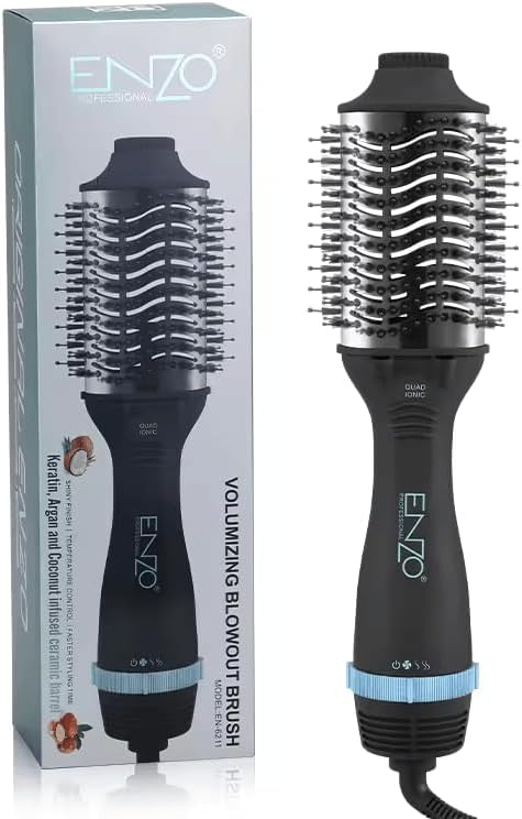 فرشاة Enzo بقوة 1000 واط - بصفائح السيراميك المطلية بالمواد المغذية لشعر