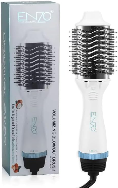 فرشاة Enzo بقوة 1000 واط - بصفائح السيراميك المطلية بالمواد المغذية لشعر
