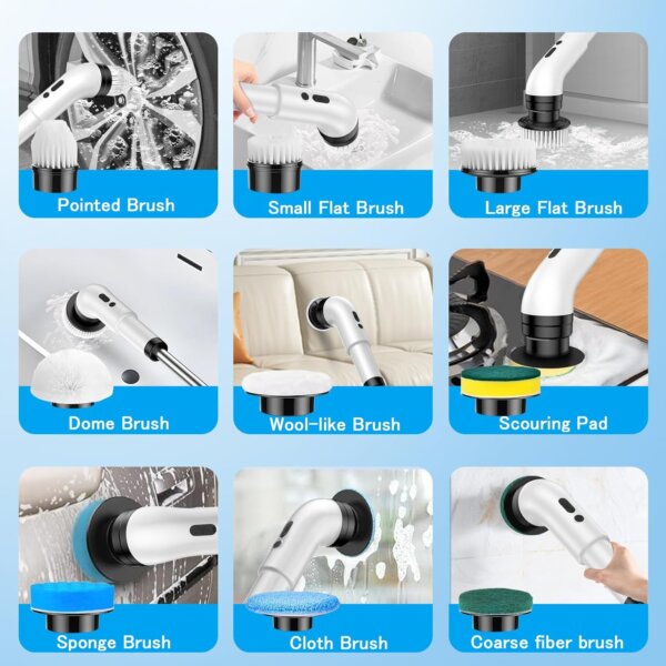 فرشاة التنظيف الكهربائية 9 في 1 متعددة الوظائف – تنظيف أسرع وأعمق بدون مجهود