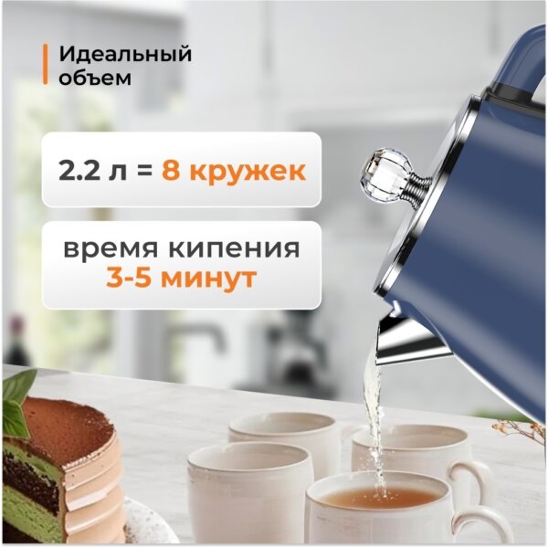 كتيل هيتر ماء بسعة 2.5 لتر ستانلس ستيل مزدوج العزل بقوة 1800 واط