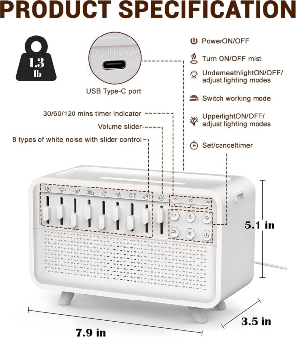 جهاز مرطب هواء بضوضاء بيضاء – تجربة نوم واسترخاء مثالية