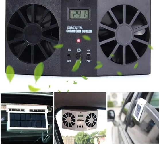 مروحة تبريد للسيارة بالطاقة الشمسية مزدوجة المحرك Solar Car Cooler