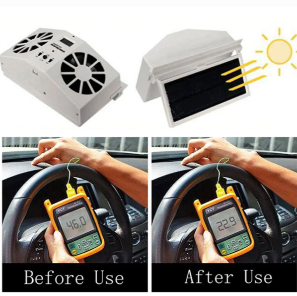 مروحة تبريد للسيارة بالطاقة الشمسية مزدوجة المحرك Solar Car Cooler