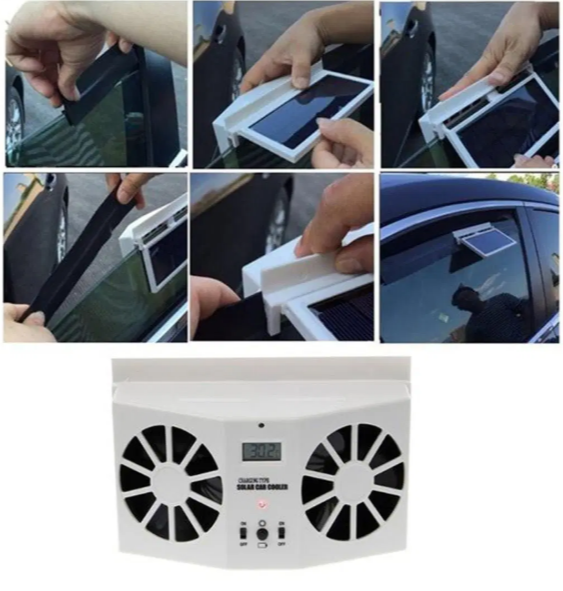 مروحة تبريد للسيارة بالطاقة الشمسية مزدوجة المحرك Solar Car Cooler